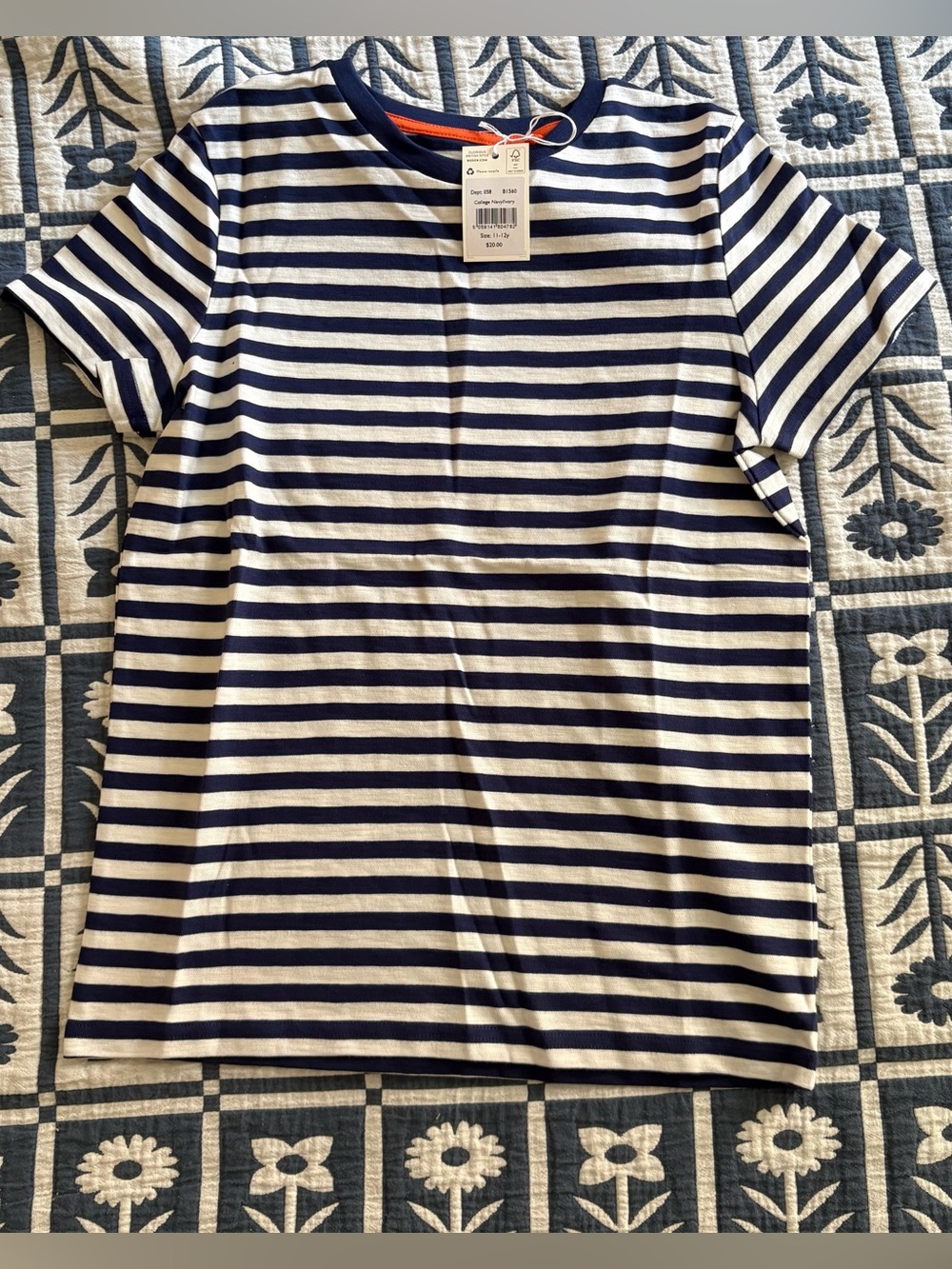 NWT Mini Boden Navy/White Striped Shirt 11/12
